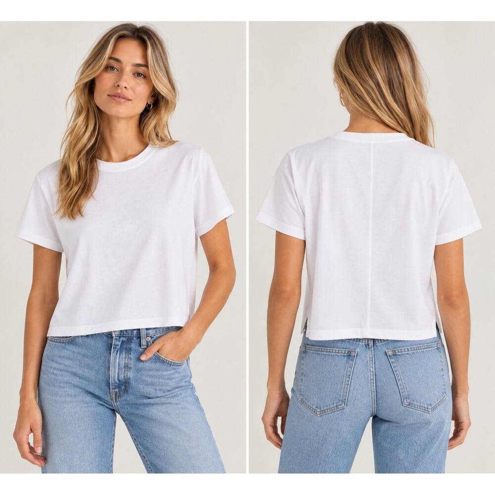 AYR The Sno Cone T Shirt Size M White Boxy Cropped Crewneck TeePreppy Everyday